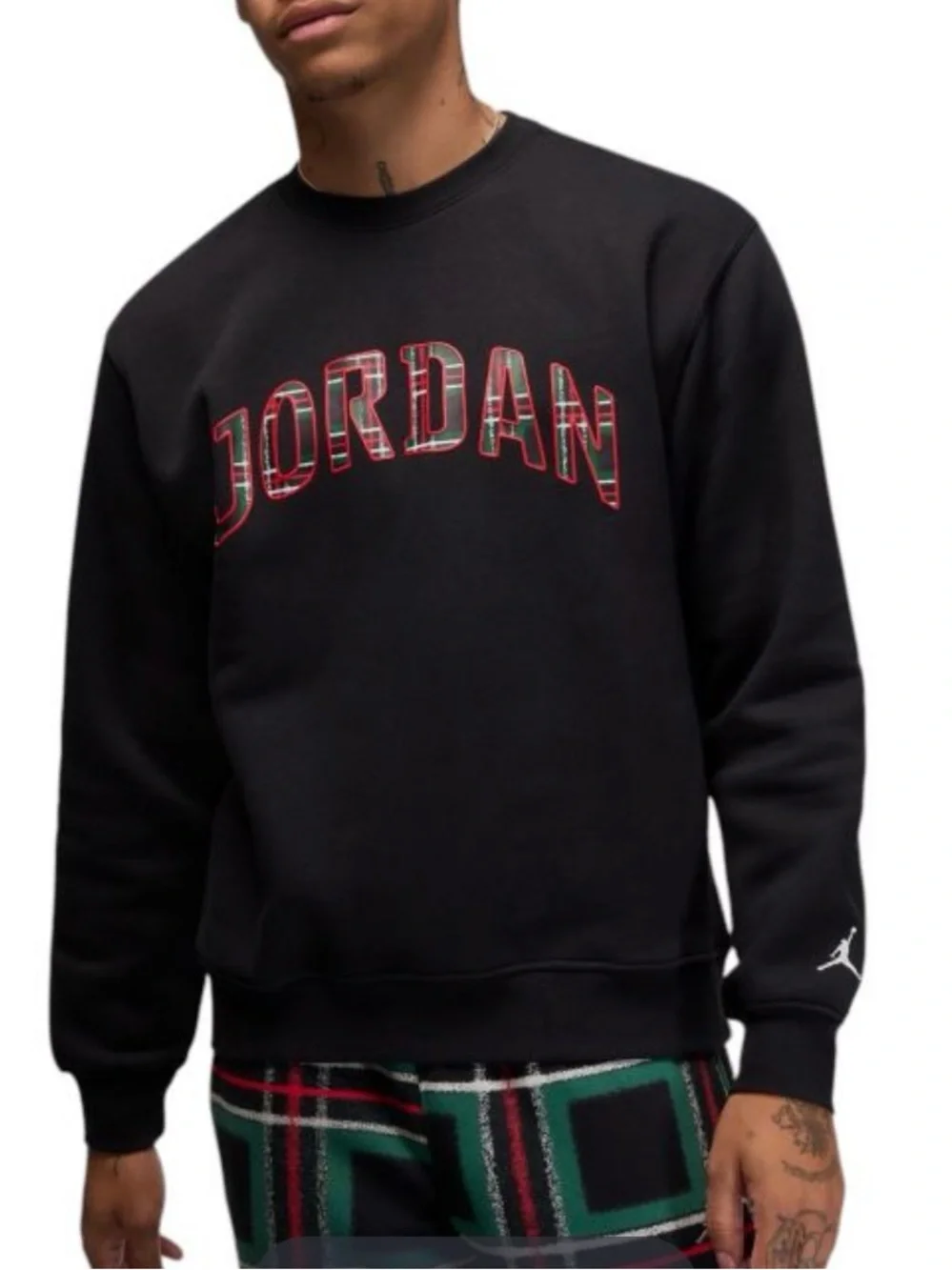 Jordan Black Crewneck Sweatshirt with Red Trim Logo